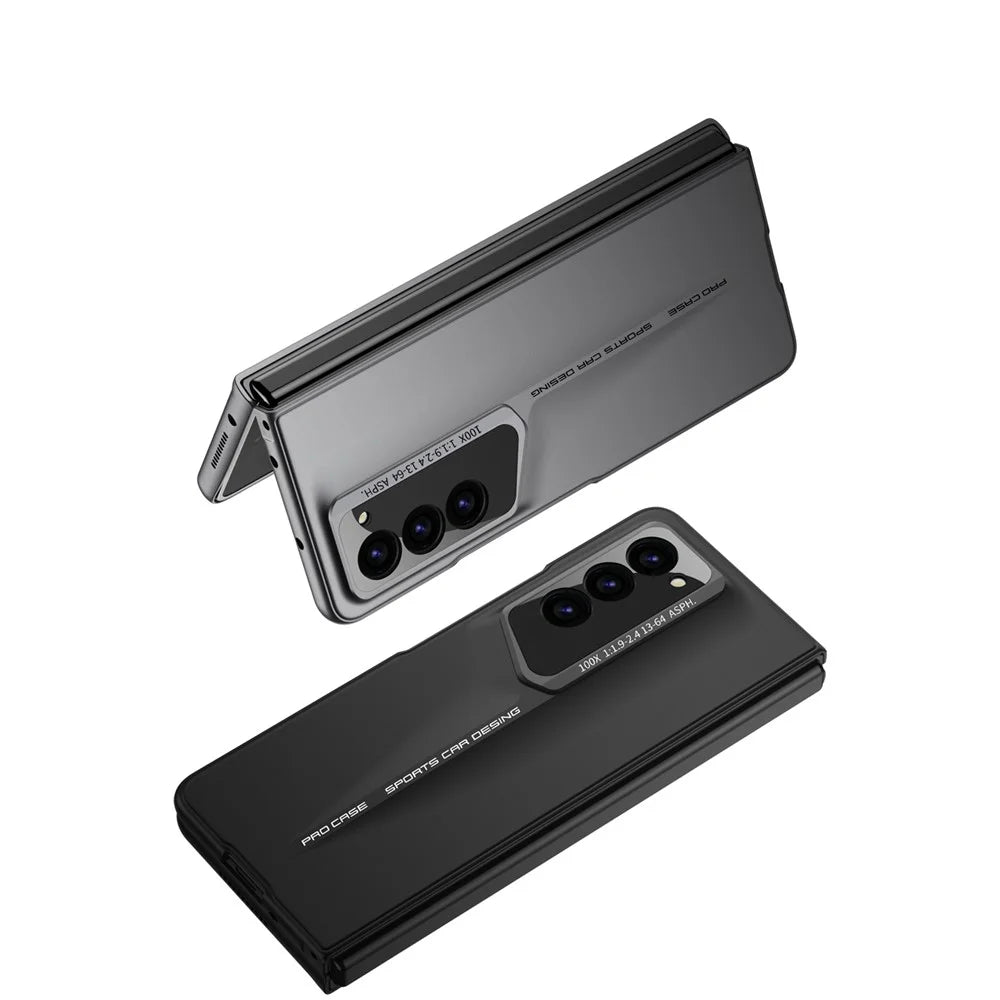 GKK For Samsung Galaxy Z Fold5 5G Case Anti-Drop Hard PC Phone Cover with Tempered Glass Film - Grey - 3