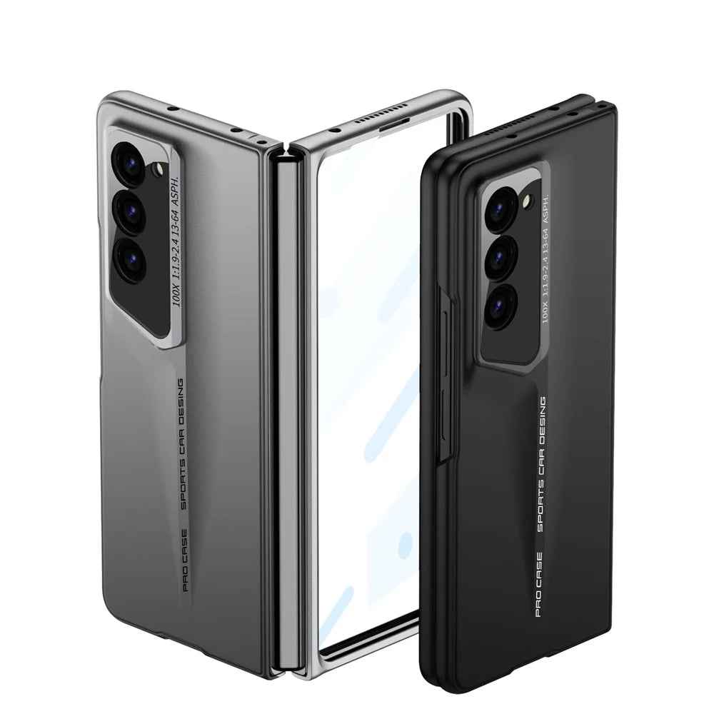 GKK For Samsung Galaxy Z Fold5 5G Case Anti-Drop Hard PC Phone Cover with Tempered Glass Film - Grey - 5