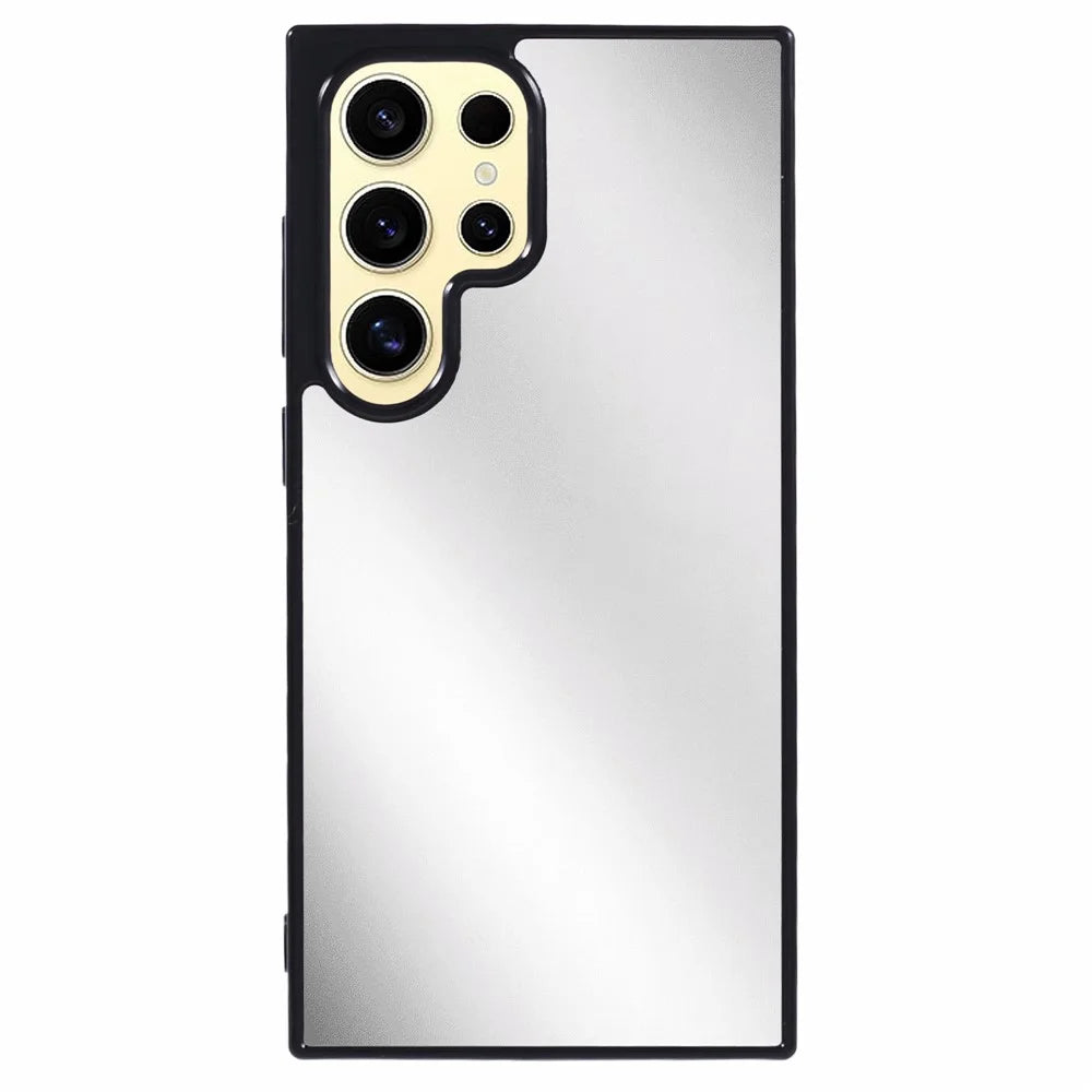 For Samsung Galaxy S24 Ultra TPU Case Mirror Surface Phone Cover Bright Reflection - Black - 1