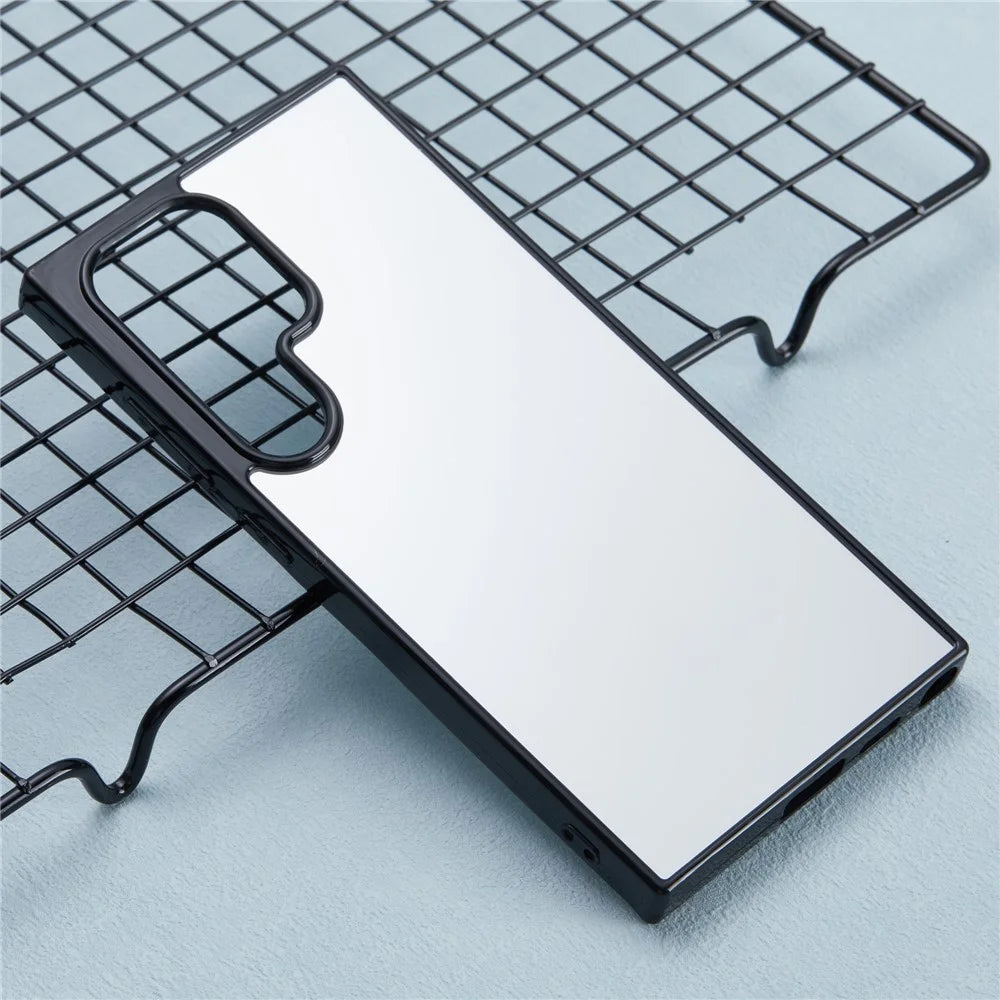 For Samsung Galaxy S24 Ultra TPU Case Mirror Surface Phone Cover Bright Reflection - Black - 2
