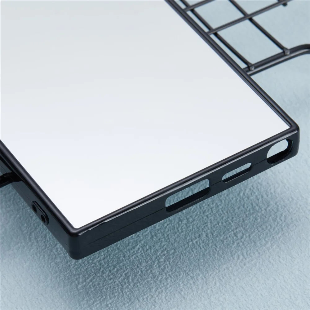 For Samsung Galaxy S24 Ultra TPU Case Mirror Surface Phone Cover Bright Reflection - Black - 5