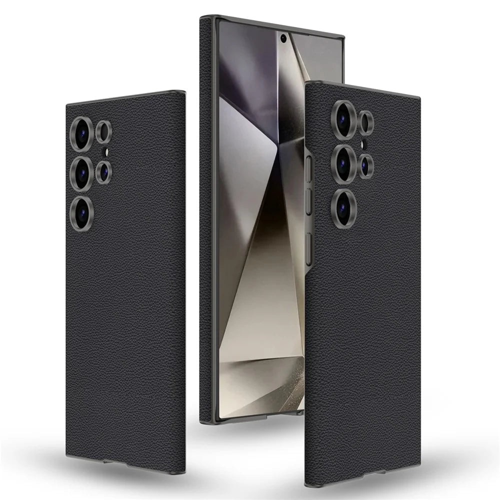 GKK For Samsung Galaxy S24 Ultra PC+PU Case Skin-Touch Slim Phone Cover - Titanium Black - 1