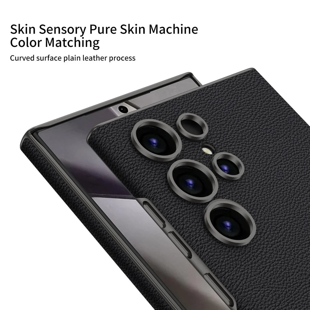 GKK For Samsung Galaxy S24 Ultra PC+PU Case Skin-Touch Slim Phone Cover - Titanium Black - 3