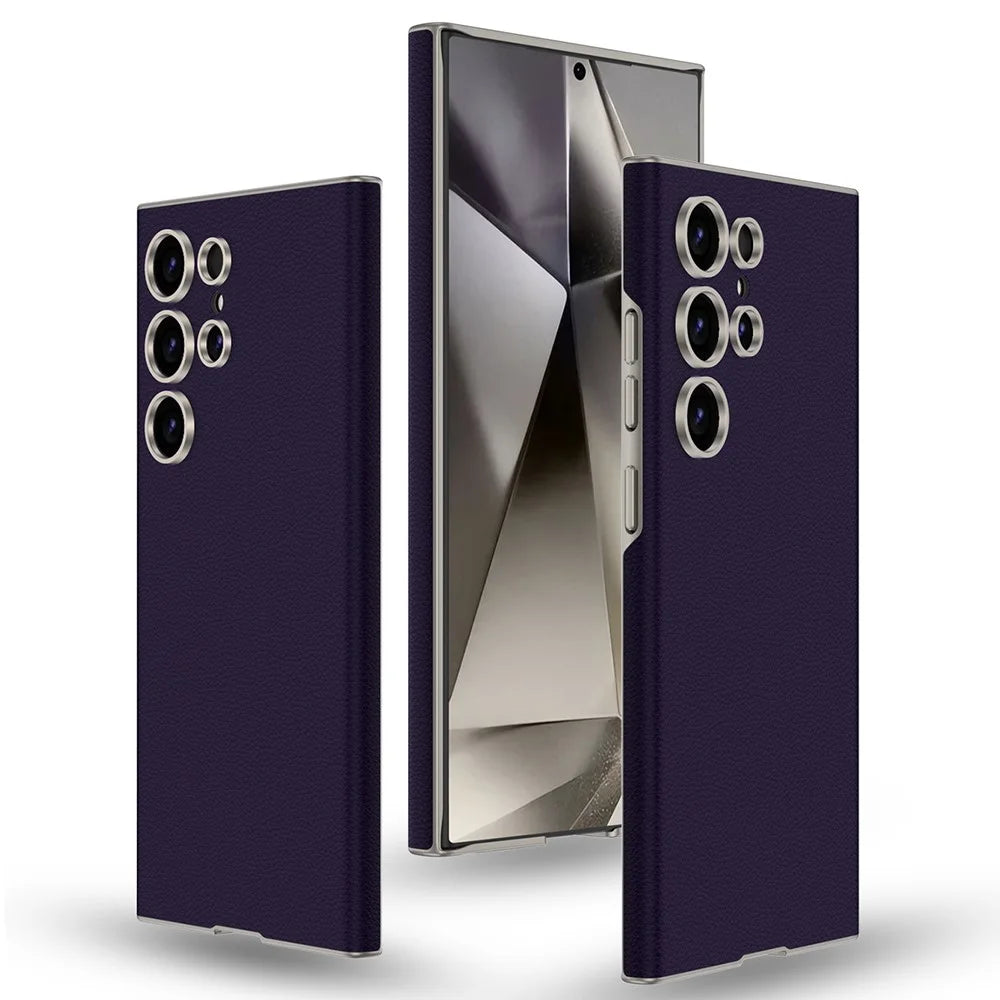 GKK For Samsung Galaxy S24 Ultra PC+PU Case Skin-Touch Slim Phone Cover - Titanium Black - 5