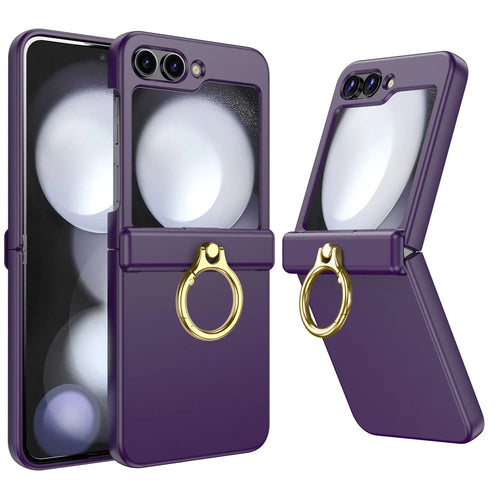 For Samsung Galaxy Z Flip5 5G Case Anti-Drop Hinge Kickstand Hard PC Phone Back Cover - Dark Purple - 1