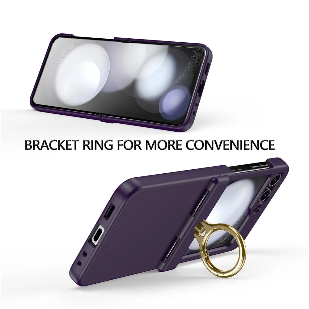 For Samsung Galaxy Z Flip5 5G Case Anti-Drop Hinge Kickstand Hard PC Phone Back Cover - Dark Purple - 6