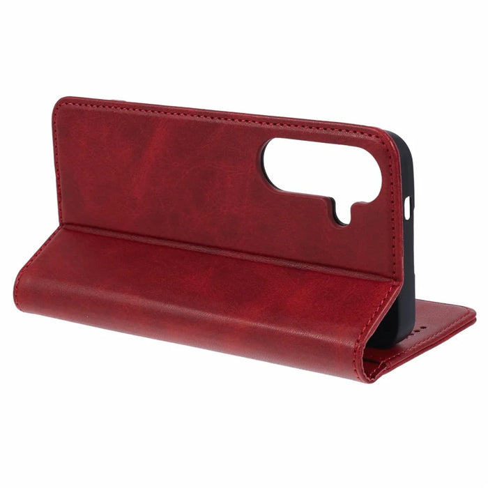 SUTENI For Samsung Galaxy S24 Mobile Phone Case PU Leather Foldable Stand Wallet Cover - Red - 4