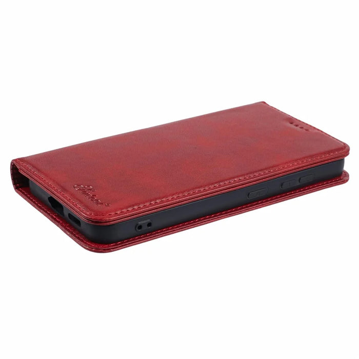 SUTENI For Samsung Galaxy S24 Mobile Phone Case PU Leather Foldable Stand Wallet Cover - Red - 6