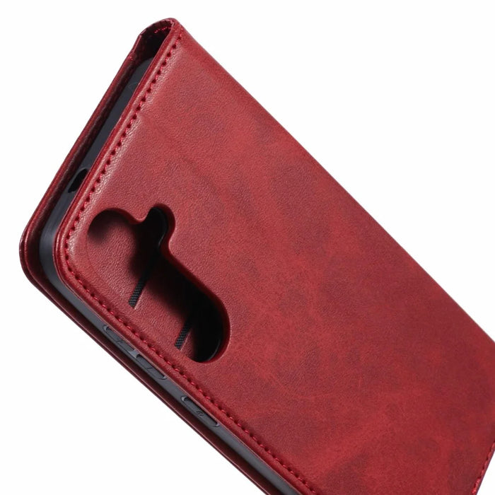 SUTENI For Samsung Galaxy S24 Mobile Phone Case PU Leather Foldable Stand Wallet Cover - Red - 7