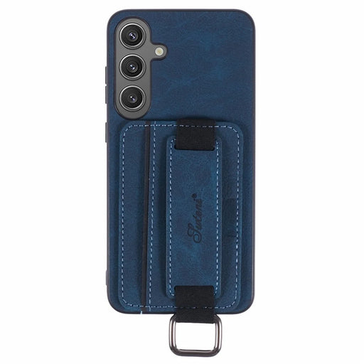 SUTENI H13 For Samsung Galaxy S24+ Card Holder Case Litchi Texture Phone Cover with Kickstand - Blue - 1