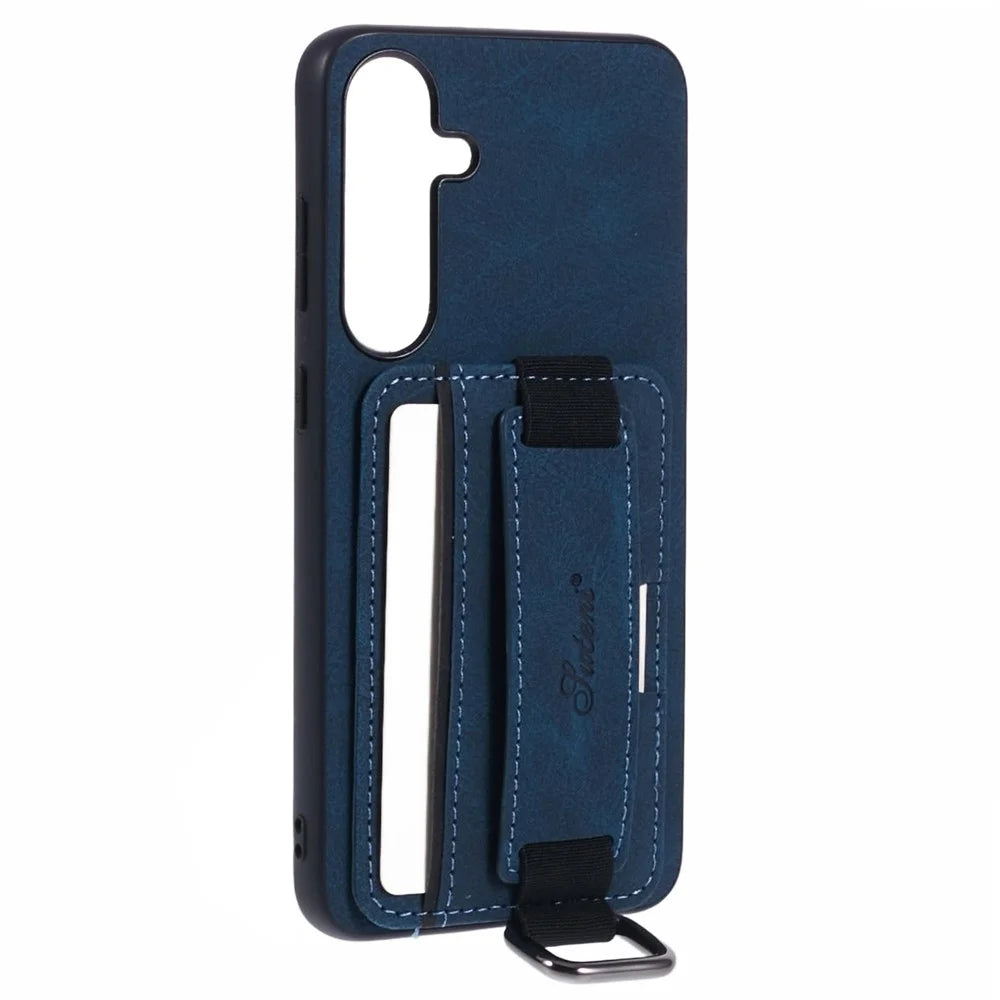 SUTENI H13 For Samsung Galaxy S24+ Card Holder Case Litchi Texture Phone Cover with Kickstand - Blue - 3