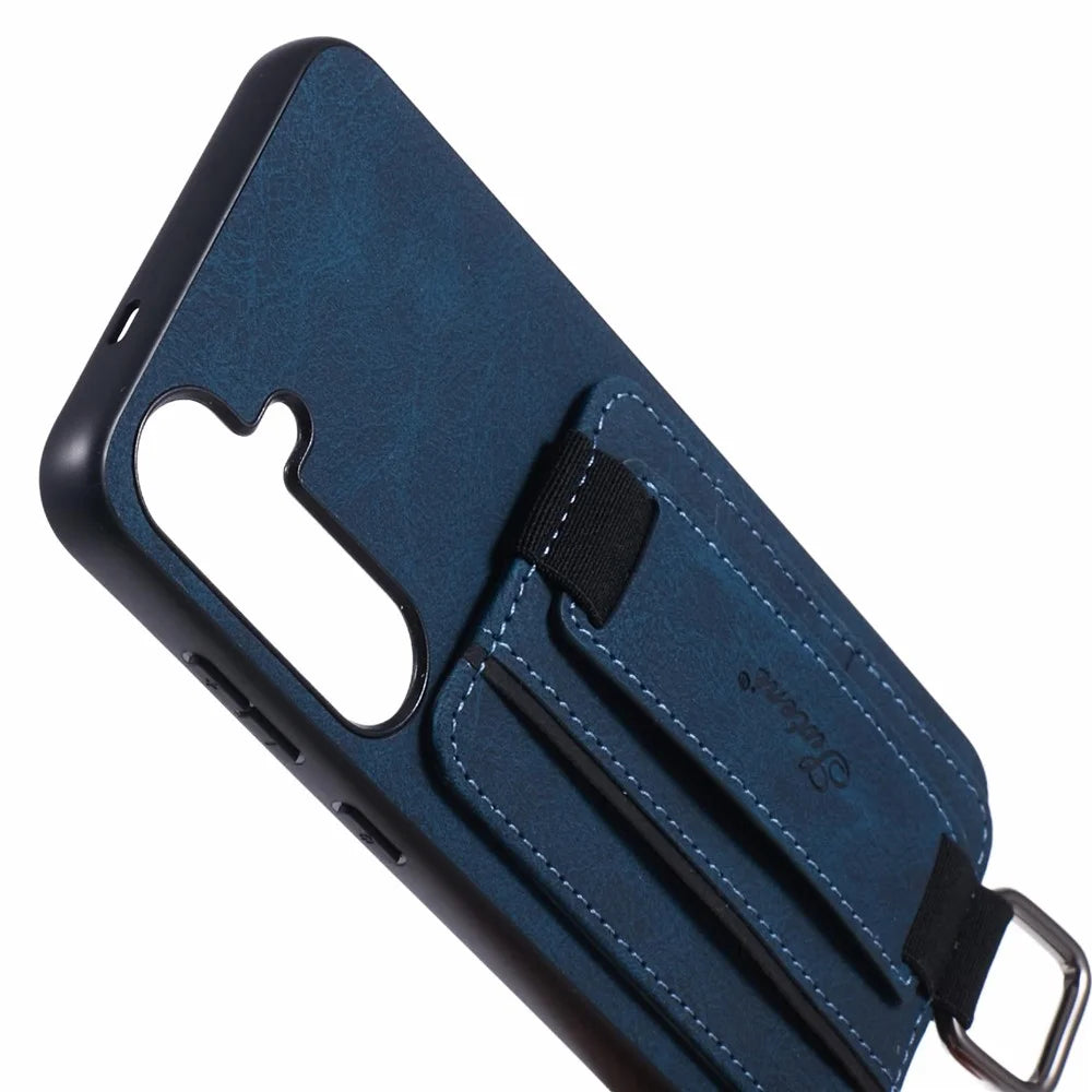 SUTENI H13 For Samsung Galaxy S24+ Card Holder Case Litchi Texture Phone Cover with Kickstand - Blue - 6