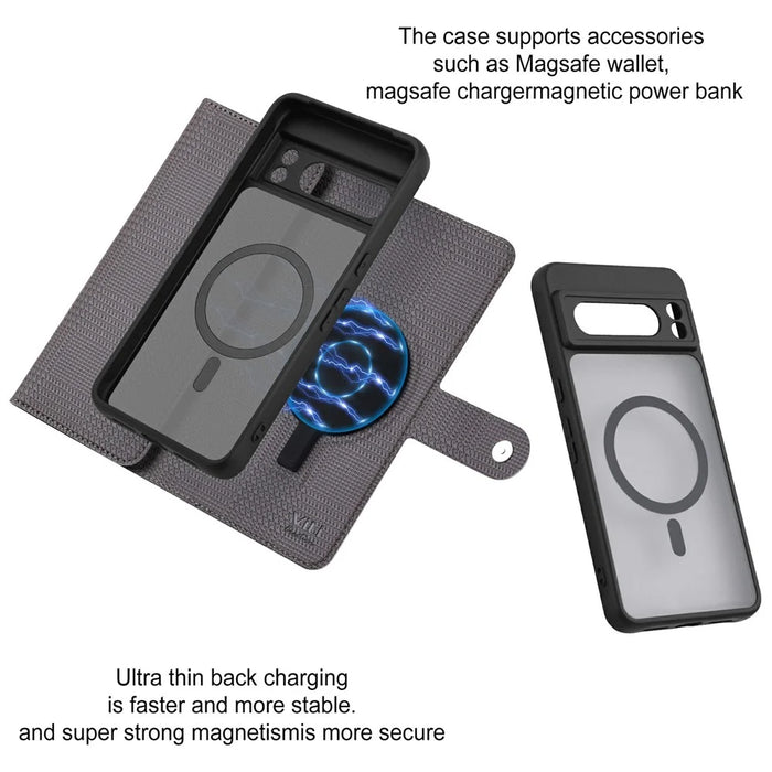 VILI GHA Series For Google Pixel 8 Pro RFID Blocking Case Card Holder Phone Cover Magnetic Case - Grey - 6