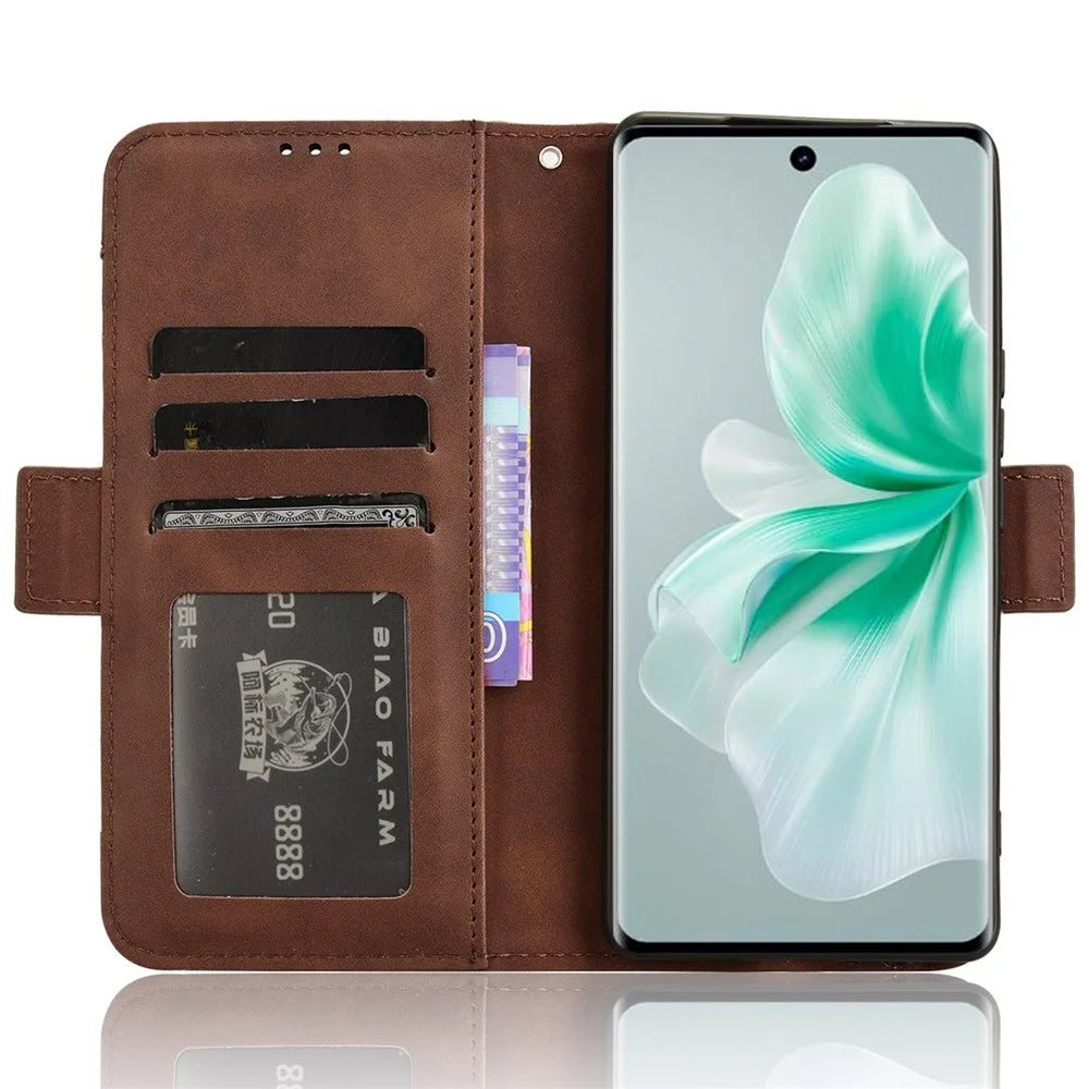 For vivo S18 5G / S18 Pro 5G / V30 5G / V30 Pro 5G Case PU Leather Stand Multiple Card Slots Phone Cover - Brown - 2