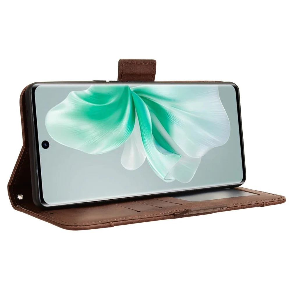 For vivo S18 5G / S18 Pro 5G / V30 5G / V30 Pro 5G Case PU Leather Stand Multiple Card Slots Phone Cover - Brown - 3