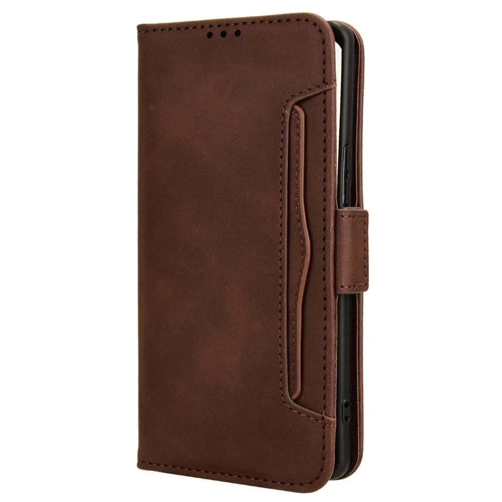 For vivo S18 5G / S18 Pro 5G / V30 5G / V30 Pro 5G Case PU Leather Stand Multiple Card Slots Phone Cover - Brown - 7
