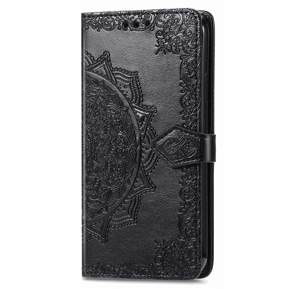 For Sony Xperia 1 V Case Mandala Embossed Leather Phone Cover with 3 Card Slots - Black - 5