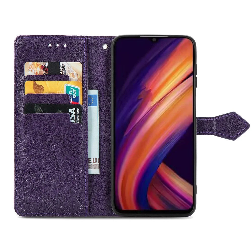 For Samsung Galaxy A35 5G Case Embossed Mandala Floral PU Leather+TPU Phone Cover - Purple - 2