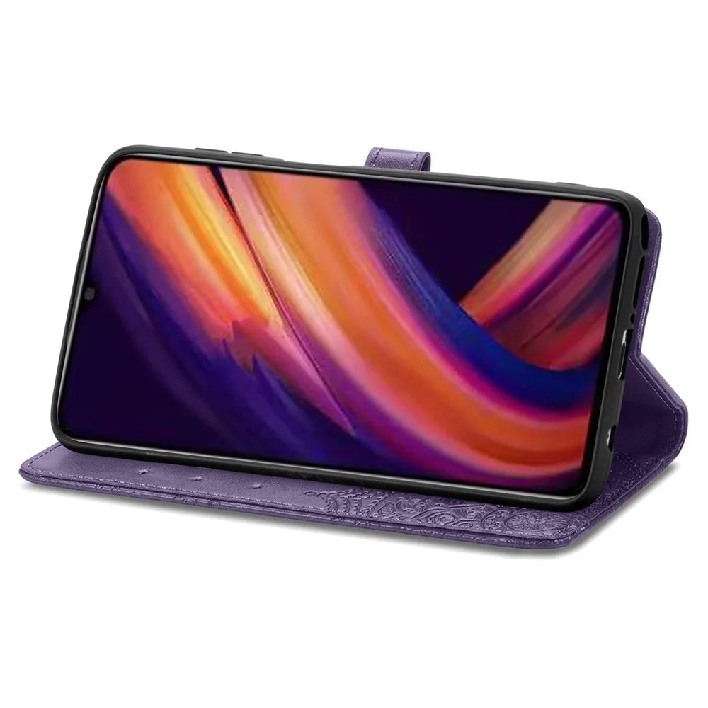 For Samsung Galaxy A35 5G Case Embossed Mandala Floral PU Leather+TPU Phone Cover - Purple - 3