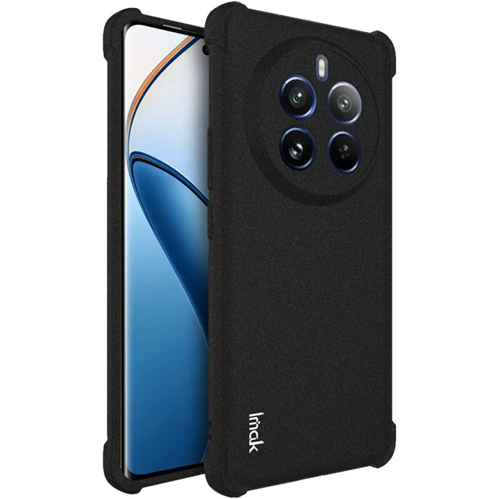 IMAK For Realme 12 Pro 5G / 12 Pro+ 5G Case Airbag Corner Matte TPU Phone Cover - Black - 1