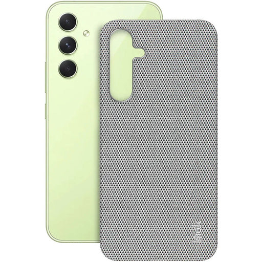IMAK Ruiyi Series for Samsung Galaxy A35 5G Case Fabric Texture Leather+PC Phone Back Cover - Light Grey - 1
