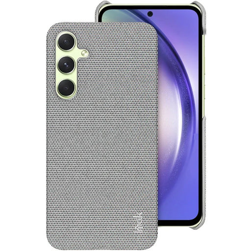 IMAK Ruiyi Series for Samsung Galaxy A35 5G Case Fabric Texture Leather+PC Phone Back Cover - Light Grey - 2