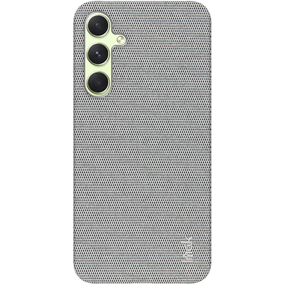 IMAK Ruiyi Series for Samsung Galaxy A35 5G Case Fabric Texture Leather+PC Phone Back Cover - Light Grey - 4
