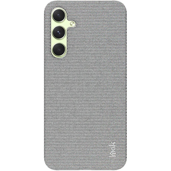 IMAK Ruiyi Series for Samsung Galaxy A35 5G Case Fabric Texture Leather+PC Phone Back Cover - Light Grey - 4
