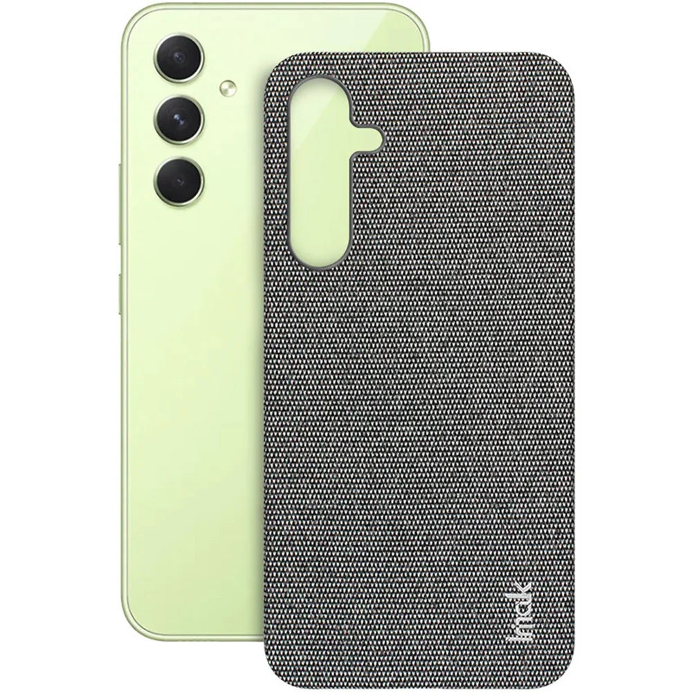 IMAK Ruiyi Series for Samsung Galaxy A55 5G Case Fabric Texture Leather+PC Phone Back Cover - Dark Grey - 1
