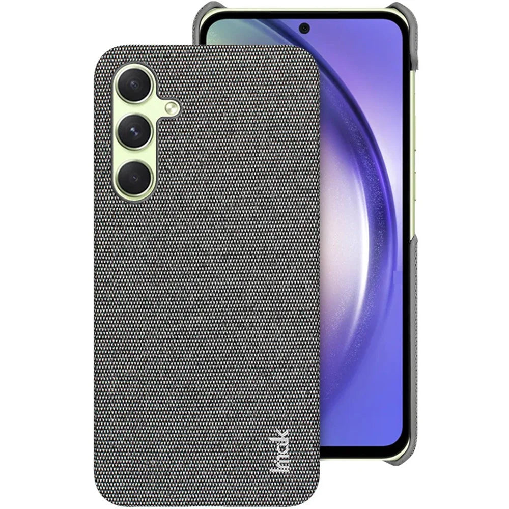 IMAK Ruiyi Series for Samsung Galaxy A55 5G Case Fabric Texture Leather+PC Phone Back Cover - Dark Grey - 2