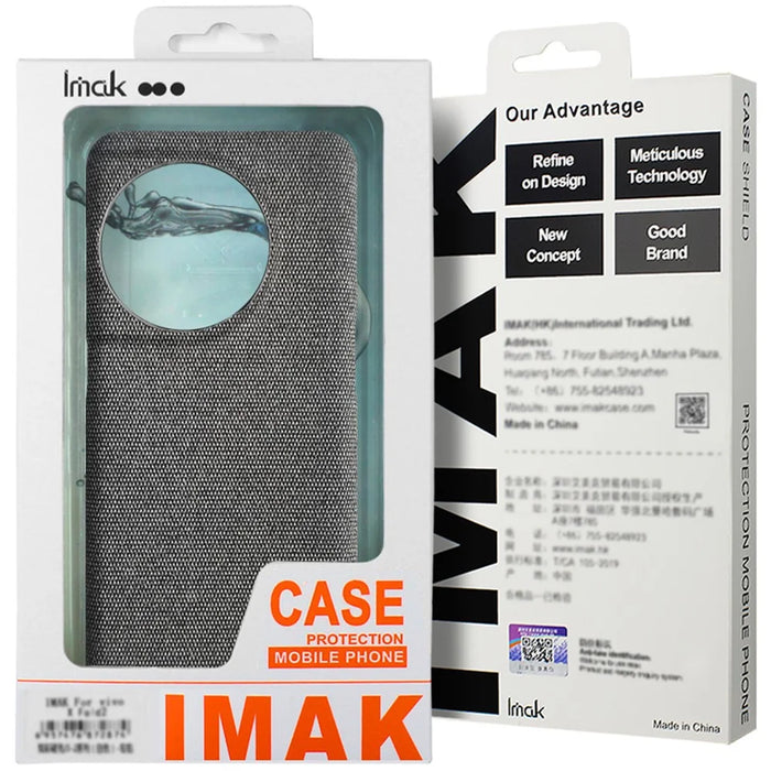 IMAK Ruiyi Series for Samsung Galaxy A55 5G Case Fabric Texture Leather+PC Phone Back Cover - Dark Grey - 7