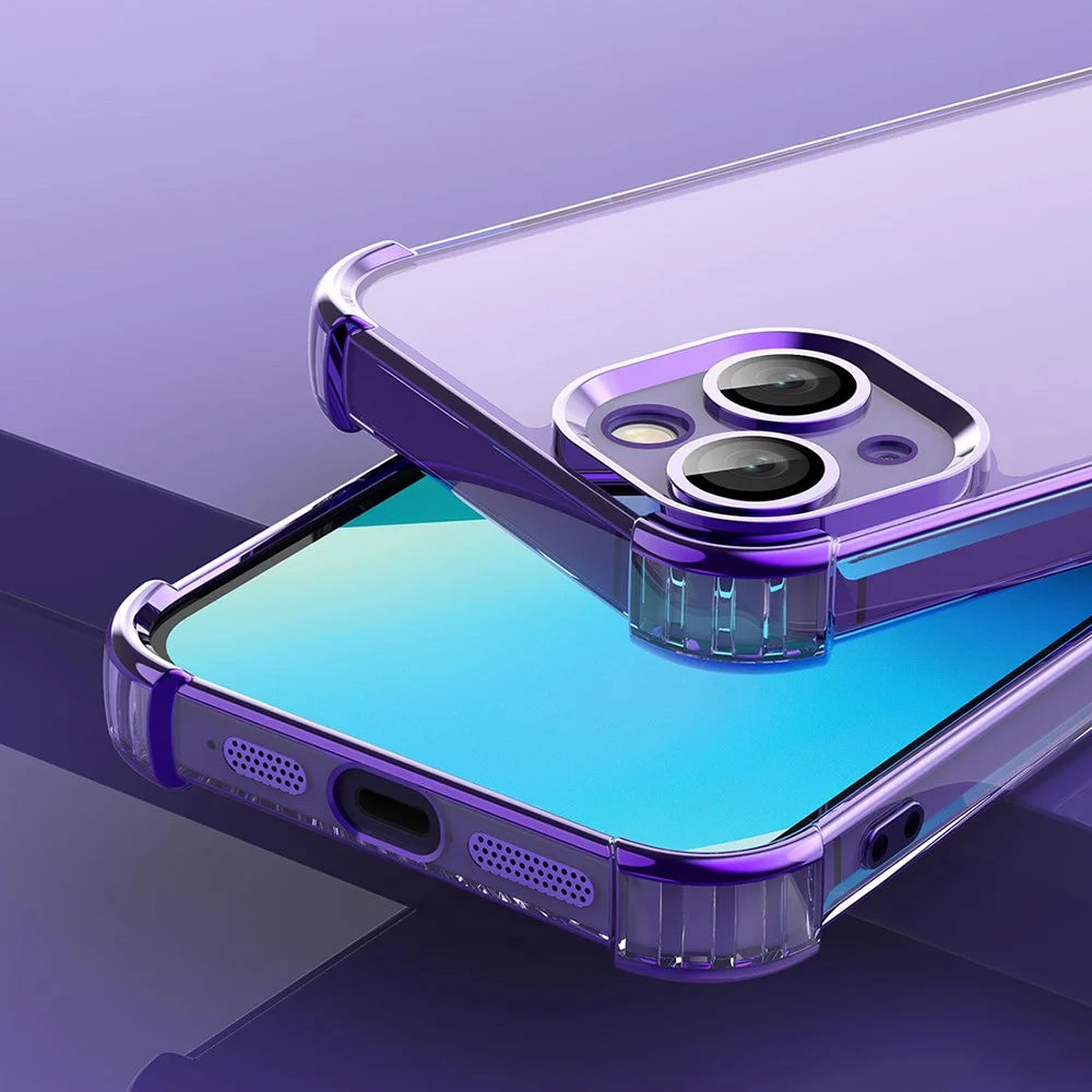 For iPhone 13 TPU Case Electroplated Edge Phone Cover with PVC Lens Film - Silver - 2