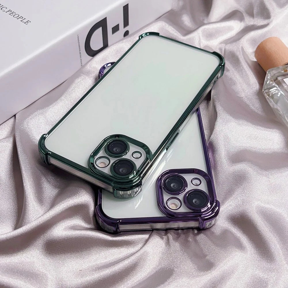 For iPhone 13 TPU Case Electroplated Edge Phone Cover with PVC Lens Film - Silver - 5