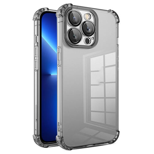 For iPhone 13 Pro Case TPU Anti-Scratch Phone Cover with PVC Lens Film - Transparent Black - 1