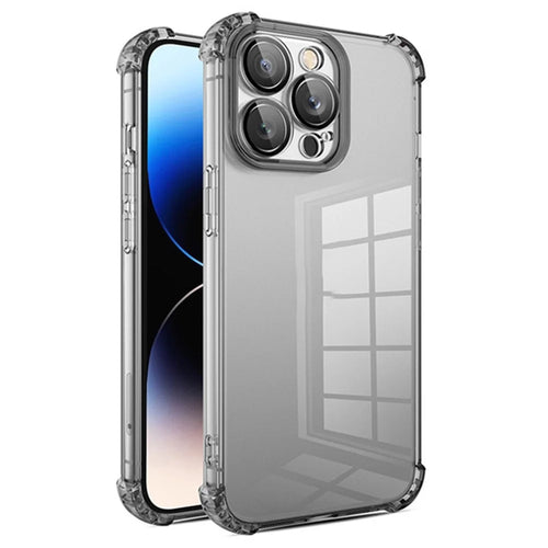 For iPhone 12 Pro Max Case TPU Reinforced Corners Protective Cover with PVC Lens Film - Transparent Black - 1