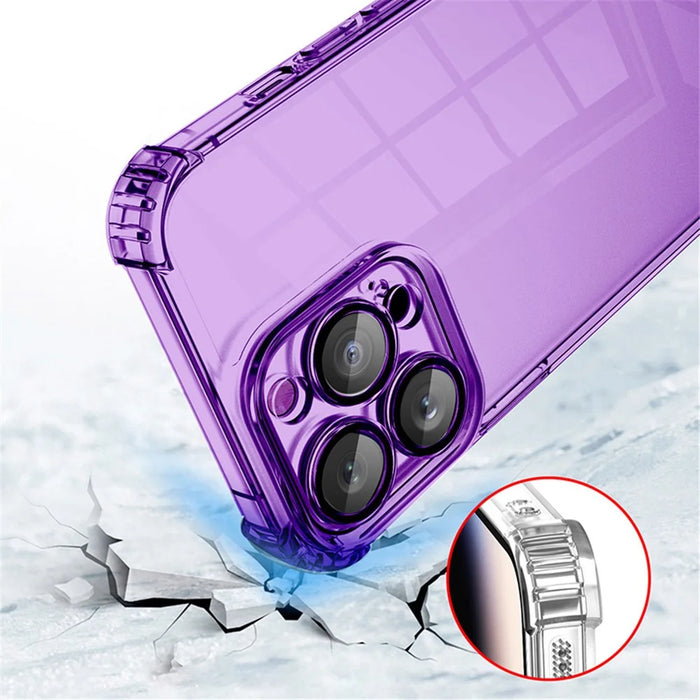 For iPhone 12 Pro Max Case TPU Reinforced Corners Protective Cover with PVC Lens Film - Transparent Black - 4
