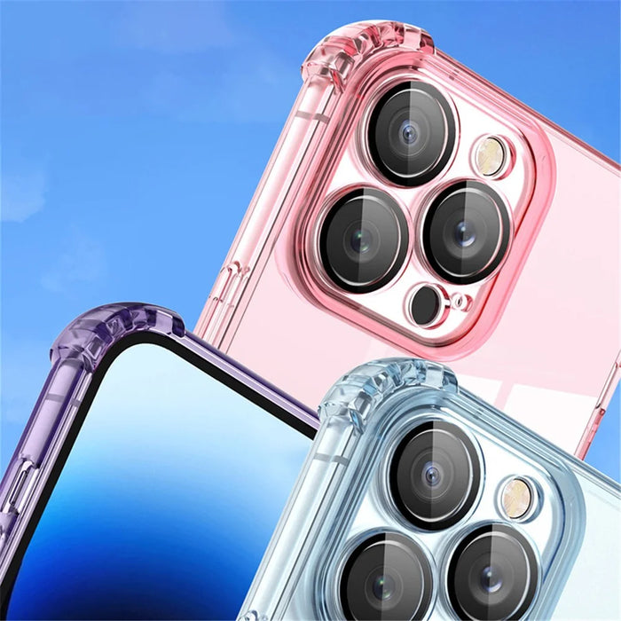 For iPhone 12 Pro Max Case TPU Reinforced Corners Protective Cover with PVC Lens Film - Transparent Black - 6
