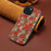 For iPhone 15 Leather Back Cover Floral Pattern TPU+PC Slim Phone Case - Summer / Red - 3