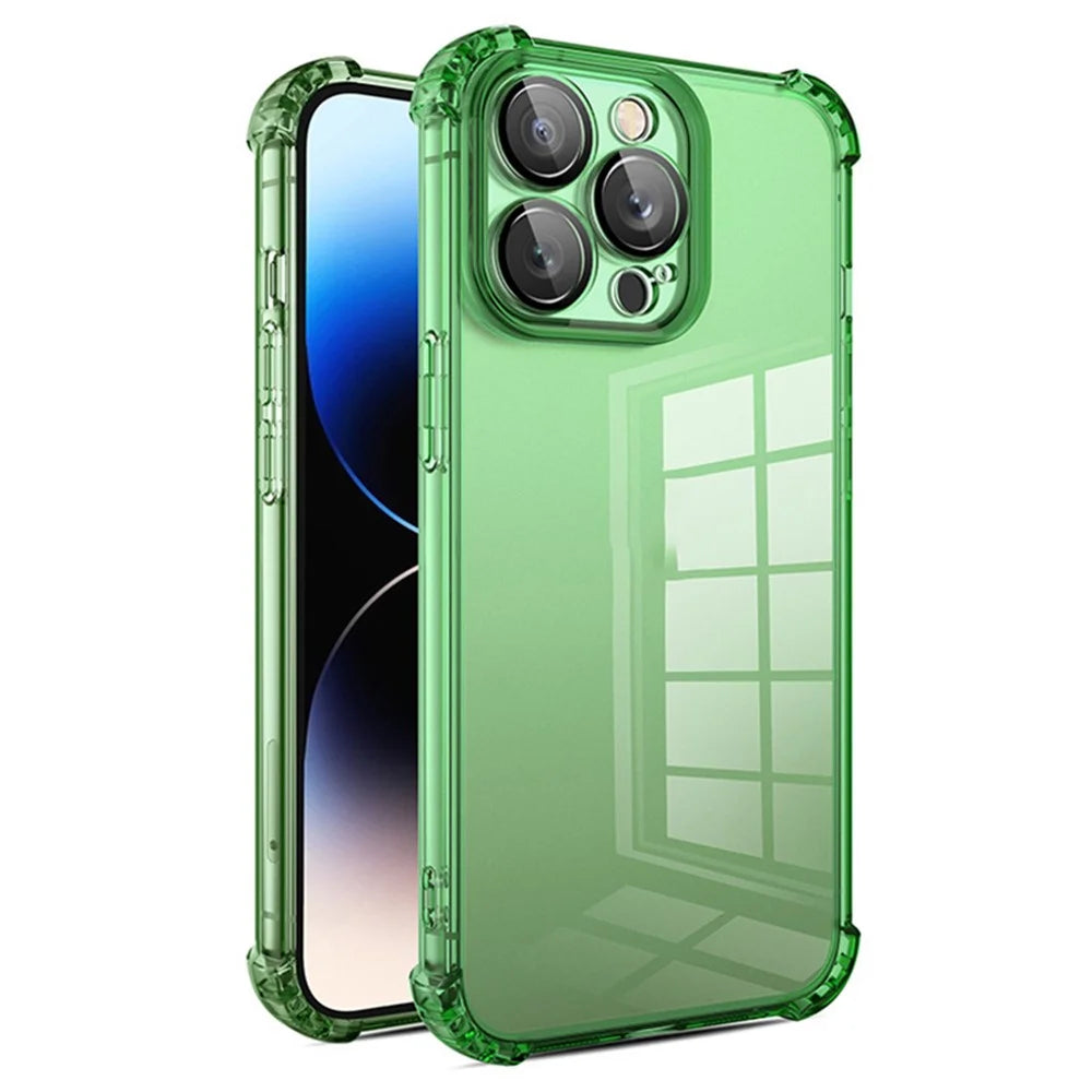 For iPhone 15 Pro Case TPU Soft Shockproof Phone Cover with Camera Lens Film - Green - 1