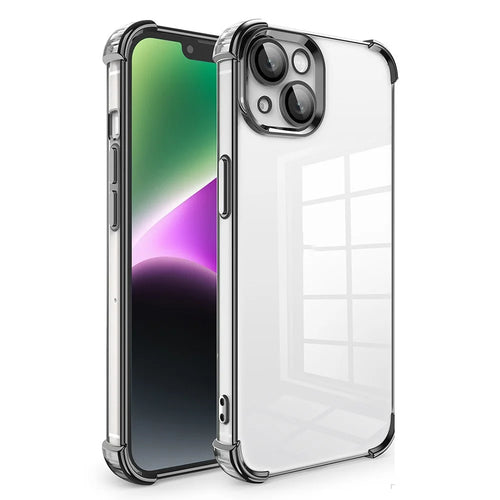 For iPhone 14 Case Corners Protection TPU Phone Cover with PVC Lens Film - Black - 1