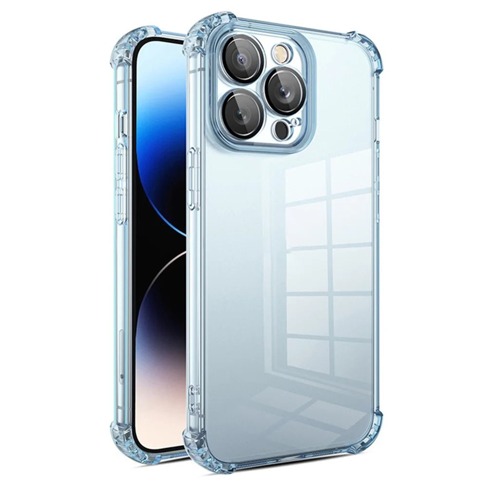 For iPhone 12 Pro Case Corner Protection TPU Phone Cover with Camera Lens Protector - Blue - 1
