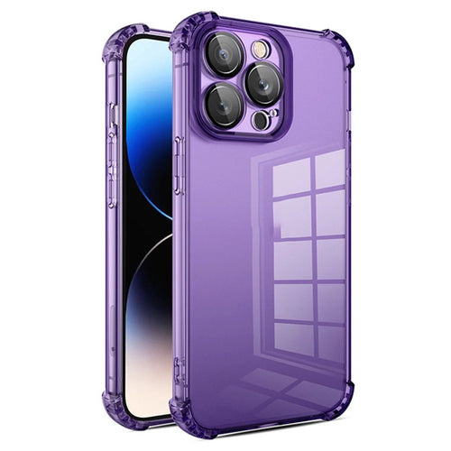 For iPhone 14 Pro Case Drop Protection Soft TPU Phone Cover with PVC Lens Protector - Dark Purple - 1