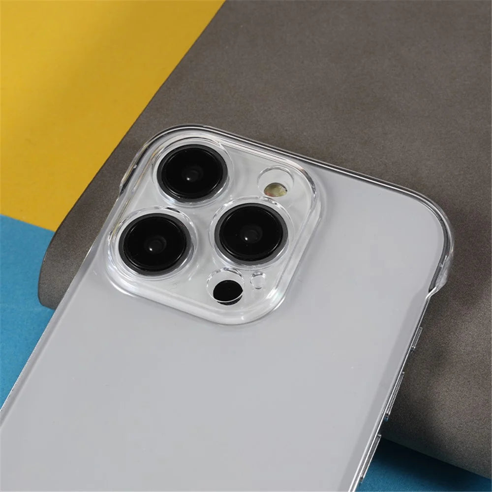 For iPhone 15 Pro Max Clear Case Hard PC Shock Absorbing Phone Cover with Frameless Design - 6