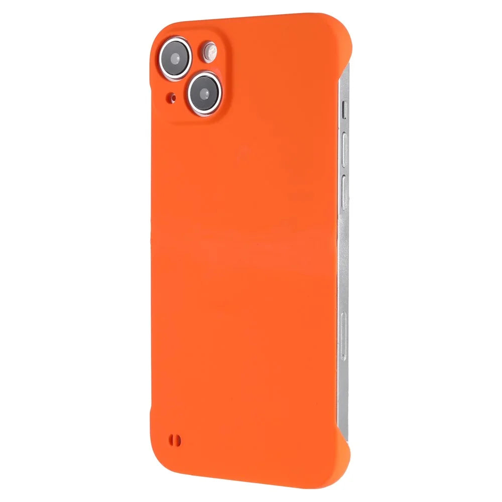 For iPhone 15 Plus Case Frameless Skin-touch Hard PC Phone Cover - Orange - 1