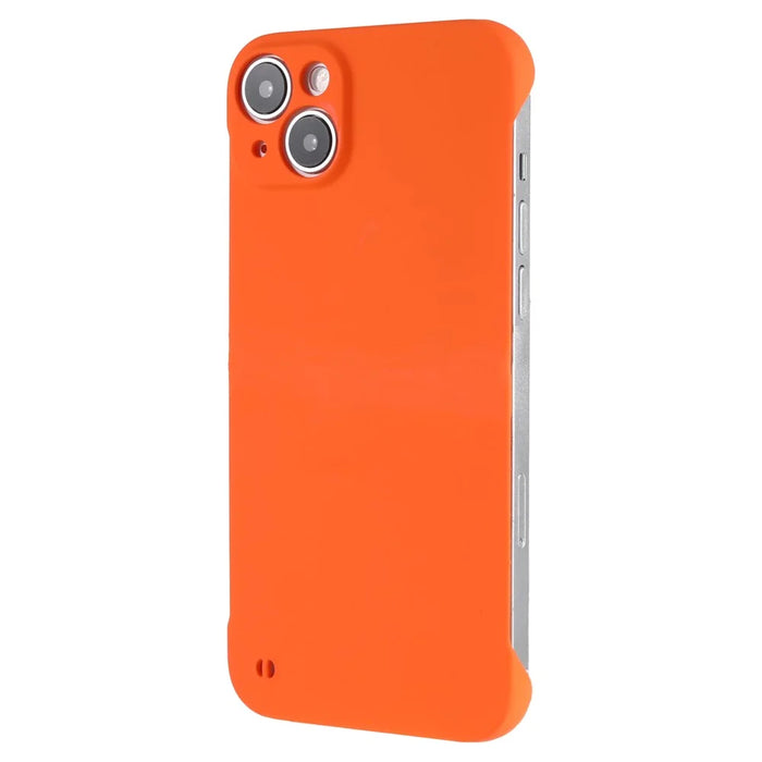 For iPhone 15 Plus Case Frameless Skin-touch Hard PC Phone Cover - Orange - 1