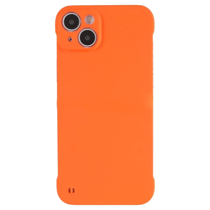 For iPhone 15 Plus Case Frameless Skin-touch Hard PC Phone Cover - Orange - 3