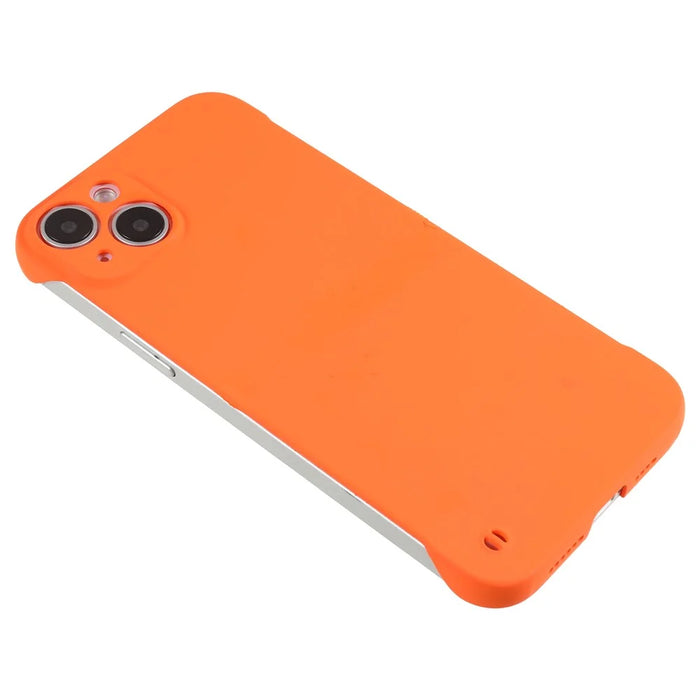 For iPhone 15 Plus Case Frameless Skin-touch Hard PC Phone Cover - Orange - 4