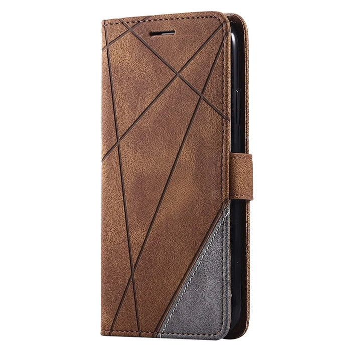 For iPhone 11 Leather Case with Strap Skin-touch Splicing Wallet Phone Cover - Brown - 7