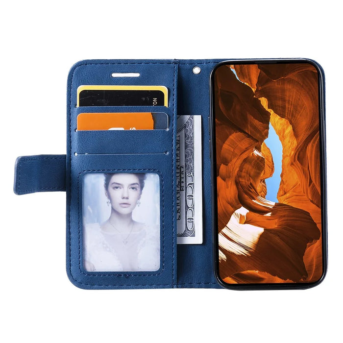 For iPhone 12 mini Case Wallet Leather Phone Cover Skin-touch Texture - Blue - 2