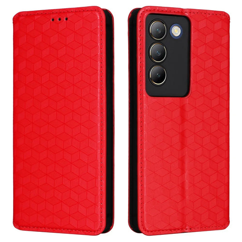 For vivo Y200e 5G / V40 SE 5G / Y100 5G (Indonesia) / V30 Lite 4G / T3 5G / Y100 4G / V30 SE 5G Case Rhombus Pattern Smart Phone Cover - Red - 1